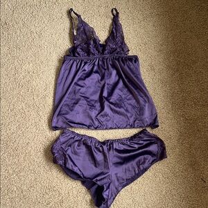 RACHEL Rachel Roy Plum Lace-Trim Satin Camisole & Shorts